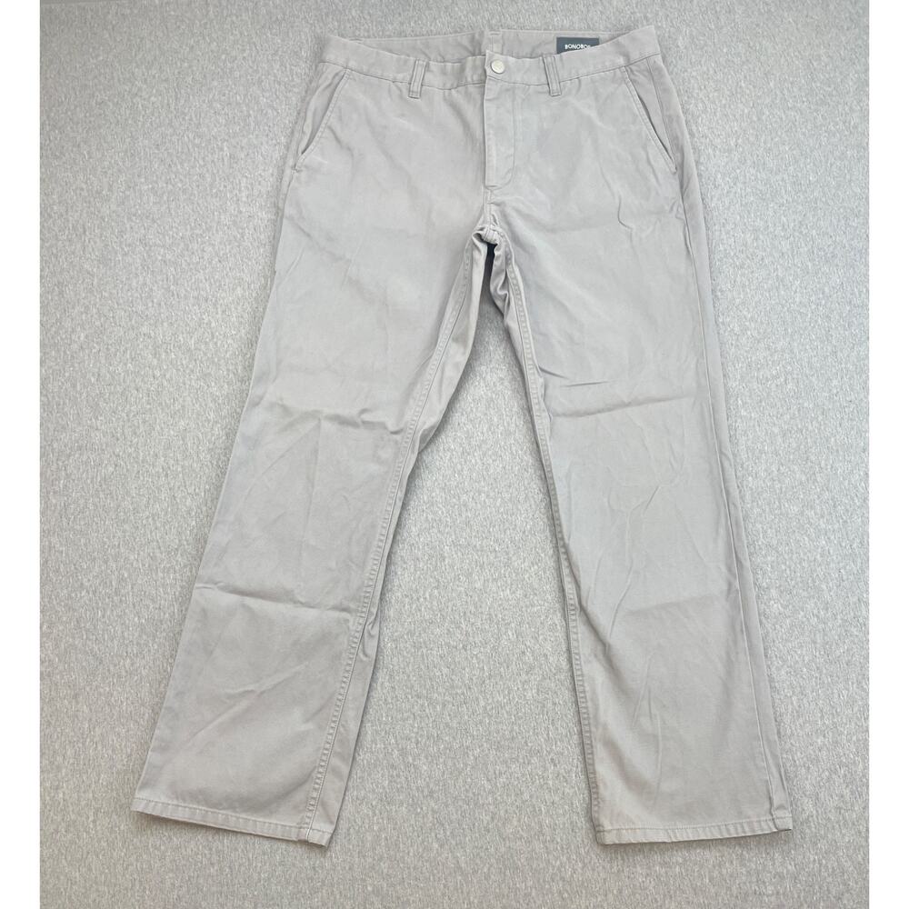 Bonobos Pants Mens 34 x 30 Gray 100% Cotton Chino Flat Front